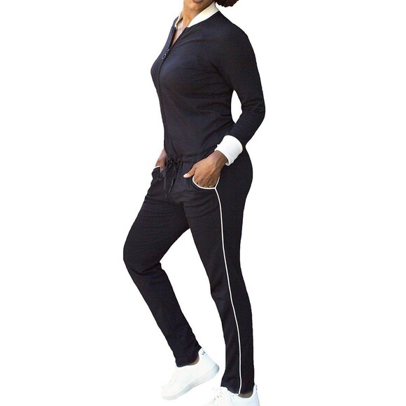 LA RELAXED Coverall Jumpsuit Women’s Sz S Black  Zip  One Piece Made USA - Picture 1 of 10